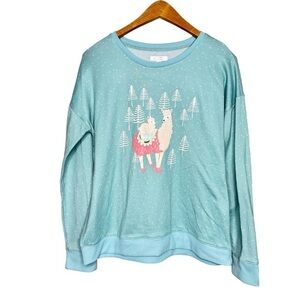 Lauren Conrad Intimates Womens Llama Print Long Sleeve Sleep Top Size Large